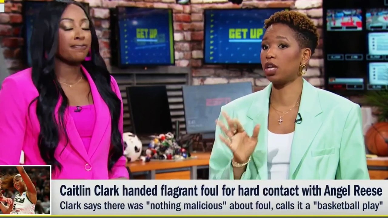 Monica McNutt and Chiney Ogwumike share a message after Caitlin Clark's flagrant foul on Angel Reese in Chicago Sky-Indiana Fever.
