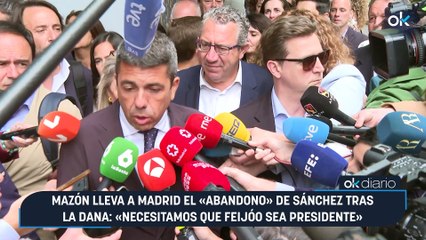 Mazón lleva a Madrid el «abandono» de Sánchez tras la DANA «Necesitamos que Feijóo sea presidente»