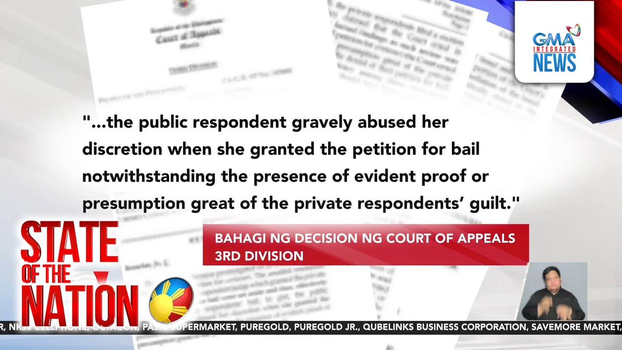 Court of Appeals pinanindigan ang nauna nitong desisyong ipawalang-bisa ang pagbibigay ng piyansa sa anim na akusado sa pagkawala ng anim na sabungero sa Manila Arena noong 2022 | SONA
