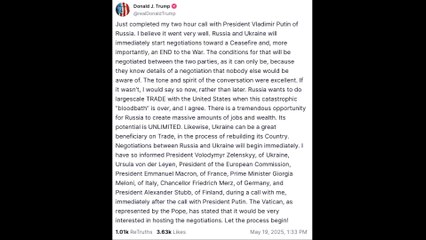 Breaking: Trump Claims Russia and Ukraine to Begin Peace Talks Now