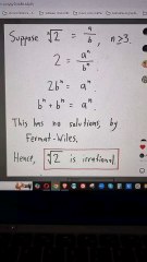 Preuve de l'irrationnalité de lanracine n-ième de 2 sans le Grand théorème de Fermat ou théorème de Fermat Wiles.#fermat #wiles #fraction