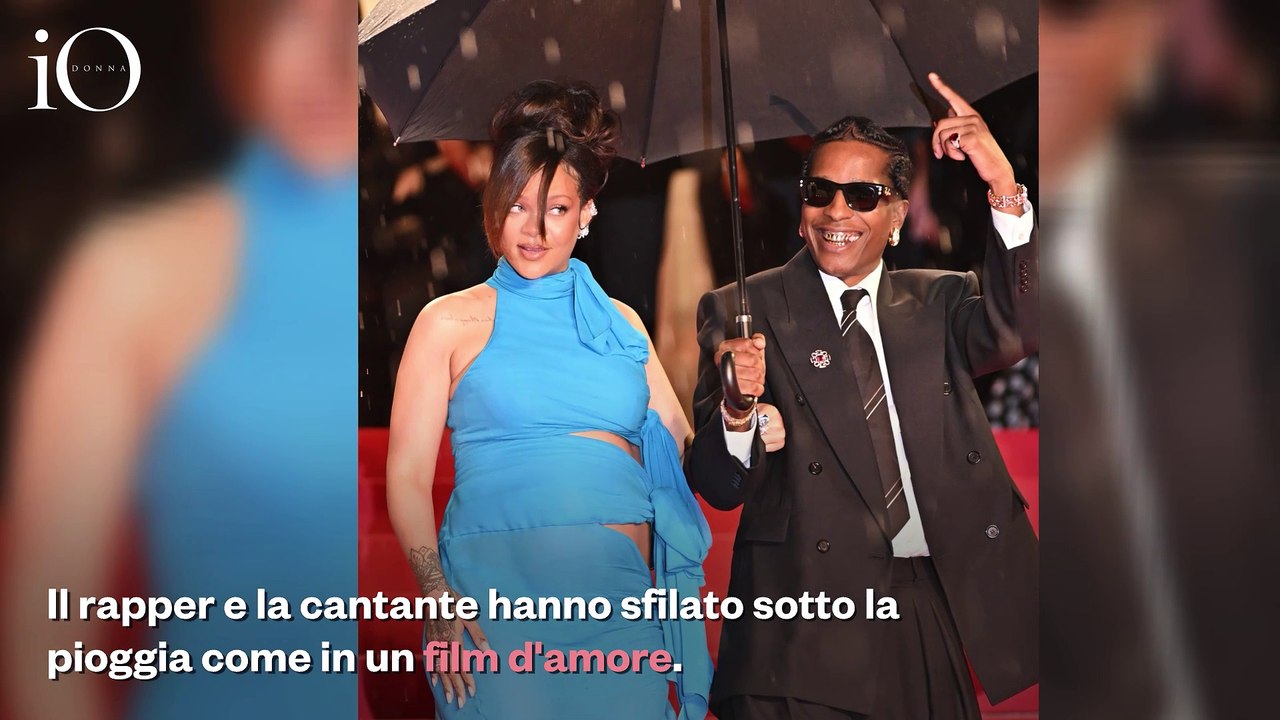 Rihanna e A$AP Rocky: pioggia e romanticismo sul red carpet di Cannes