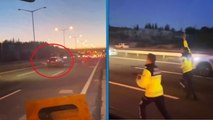 Otoyol'da jandarmanın 'dur' ihtarına uymayan sürücü tutuklandı; o anlar kamerada