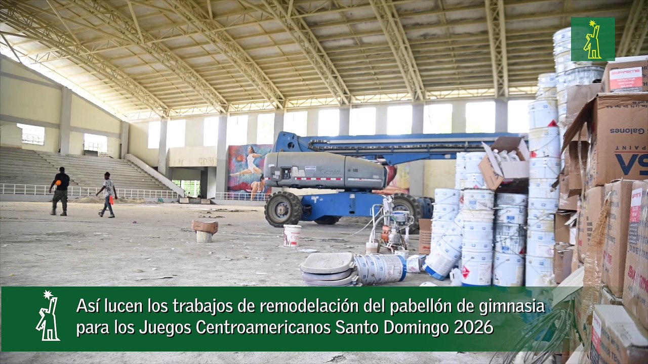 Así lucen los trabajos de remodelación del pabellón de gimnasia para los Juegos Centroamericanos Santo Domingo 2026