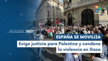 En España ciudadanos protestan frente al Congreso en solidaridad con Palestina
