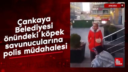 Çankaya Belediyesi önündeki köpek savunucularına polis müdahalesi