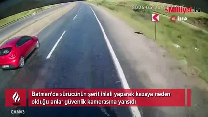 Şerit ihlalinin kazaya neden olduğu anlar kamerada