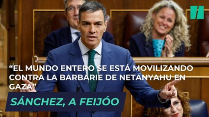 Sánchez, a Feijóo: "El mundo entero se está movilizando contra la barbarie de Netanyahu en Gaza y usted hace chistes sobre Franco. Menuda talla política, menuda falta de humanidad"