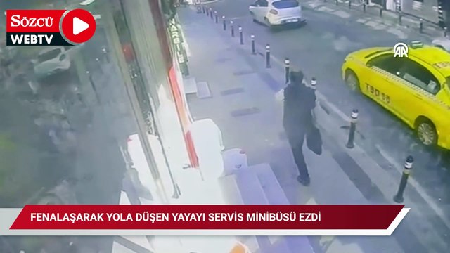 Küçükçekmece'de fenalaşarak yola düşen yayayı servis minibüsü ezdi
