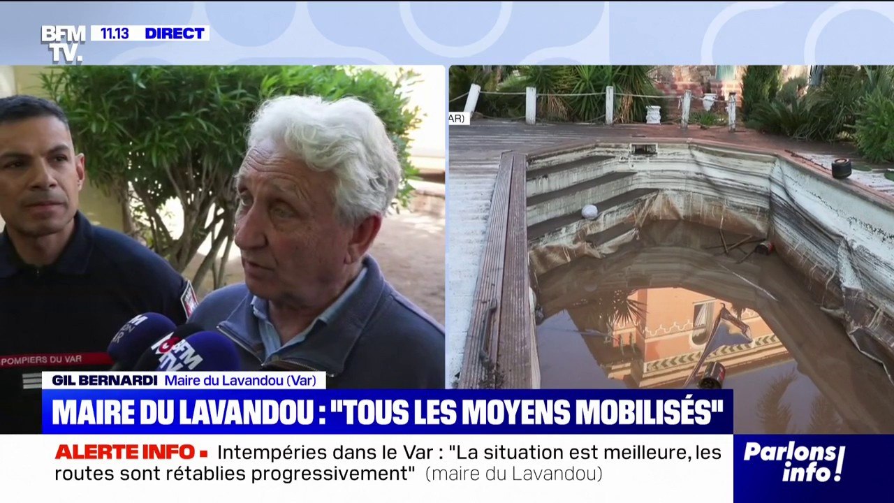 Inondations dans le Var: "Il y a une mobilisation forte", affirme Gil Bernardi, maire du Lavandou (Var)