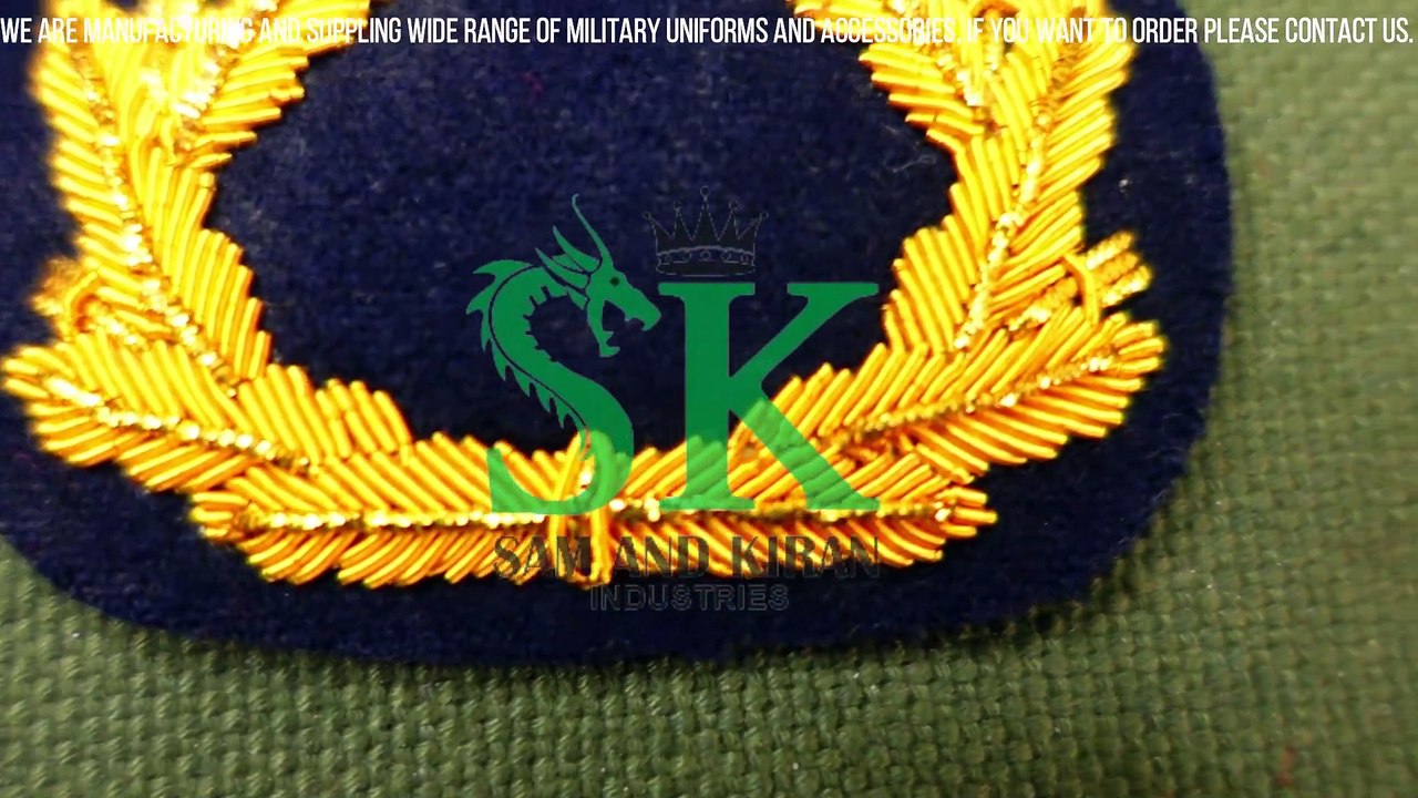 Cap Embroidered Bullion Badge, Hand Embroidery Badges Bullion Wire, Handmade Embroidered Metal Badge