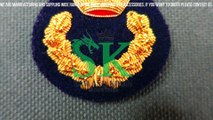 Hand Made Bullion Wire Embroidered Wings Badges, Bullion Wire Hand Embroidery Crown Badge