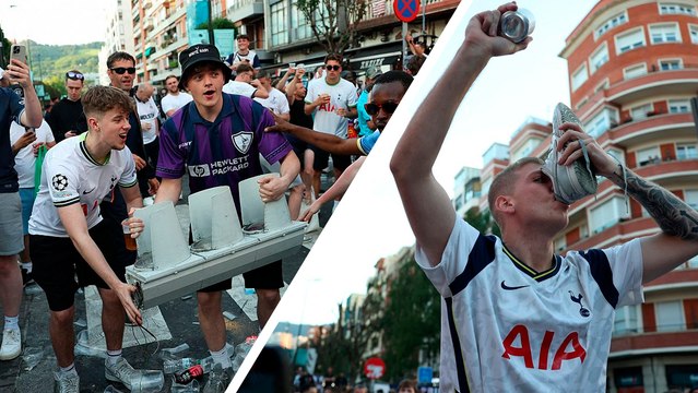 Europa League: Hinchas del Tottenham arrancan semáforos en Bilbao previo a la final contra el Manchester United