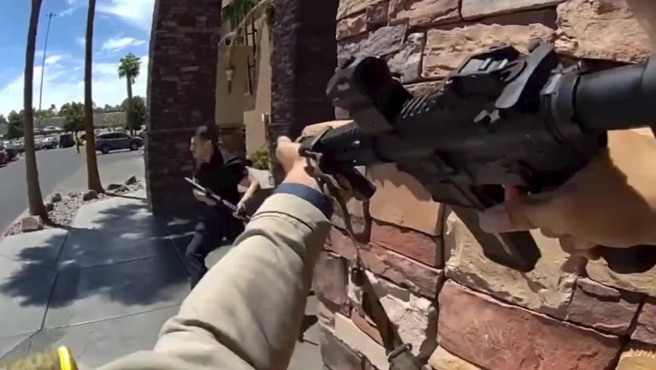 Las Vegas gym shooting: Body cam captures moment police confront gunman