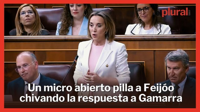 Un micro abierto delata a Feijóo chivándole la respuesta a Cuca Gamarra durante la sesión de control