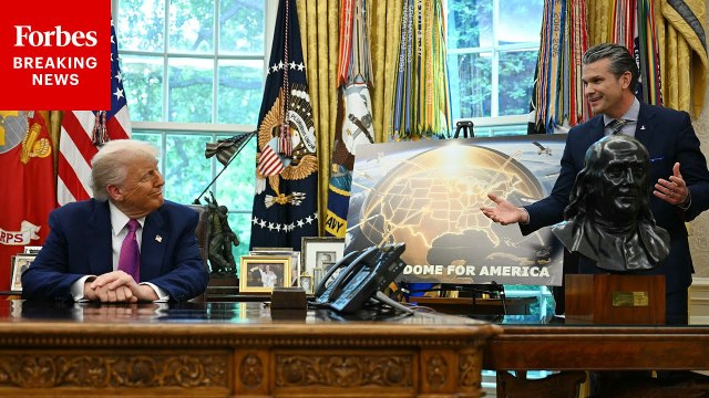 Pete Hegseth Promotes 'Golden Dome' During Oval Office Reveal With Trump