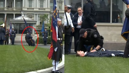 Se desploma en directo mientras espera el encuentro de Trump y el presidente de Sudáfrica