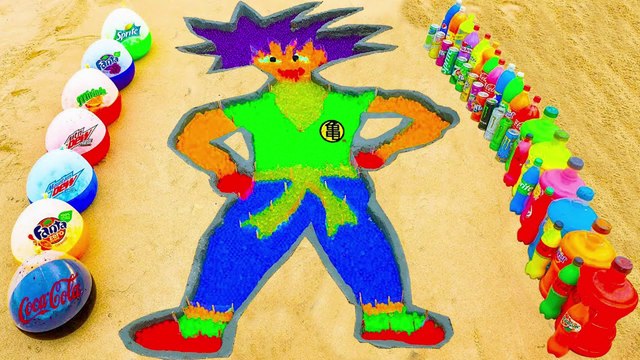 How to make Rainbow Songoku with Orbeez, Balloons Fanta, Coca Cola, Sprite, Mentos & Popular Sodas