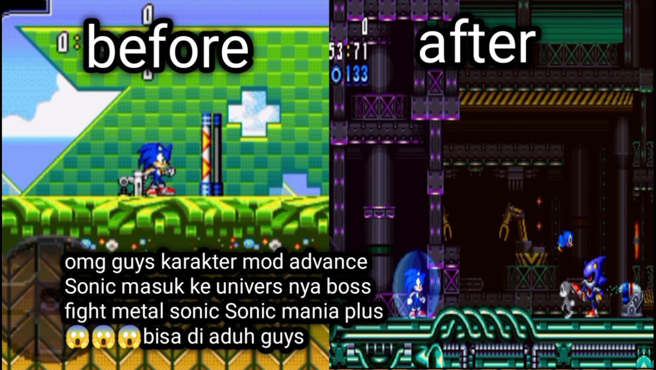 tutorial cara pindah level boss fight metal Sonic di mod Sonic advance 2 mania plus