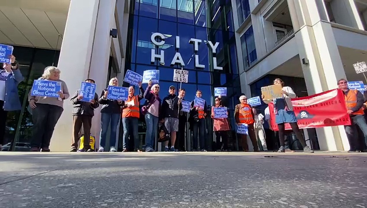 Save the National Glass Centre campaigners stage protest outside of Sunderland City Hall