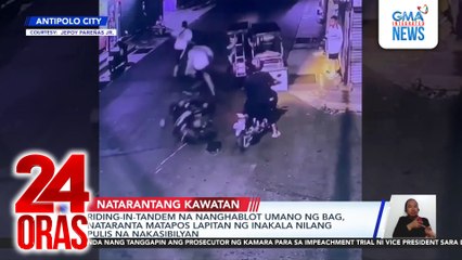Riding-in-tandem na nanghablot umano ng bag, nataranta matapos lapitan ng inakala nilang pulis na nakasibilyan | 24 Oras