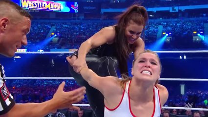 WWE women's superstar Ronda Rousey vs Stephanie in WWE