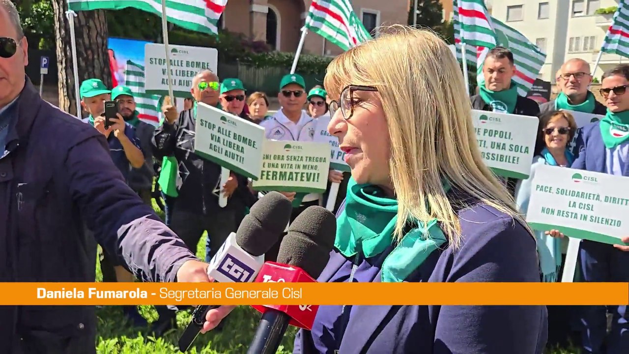 Sit-in della Cisl per la pace in MO, Fumarola "Cessate il fuoco"