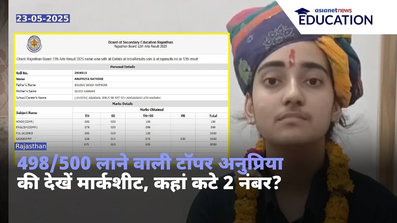 RBSE 12th Result :  Topper Anupriya ने बताया सक्सेस का राज, इस एक चीज से बना ली दूरी