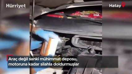 Araç değil sanki mühimmat deposu, motoruna kadar silahla doldurmuşlar