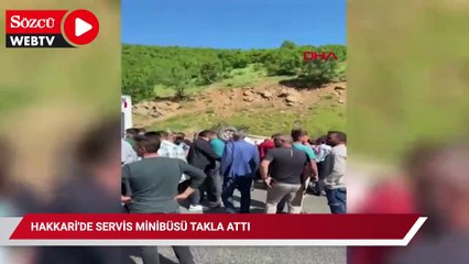 Hakkari'de öğrenci minibüsü takla attı; 14 yaralı
