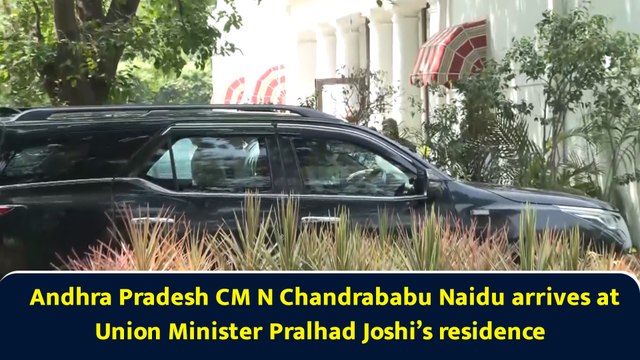 Andhra Pradesh CM N Chandrababu Naidu arrives at Union Minister Pralhad Joshi’s residence