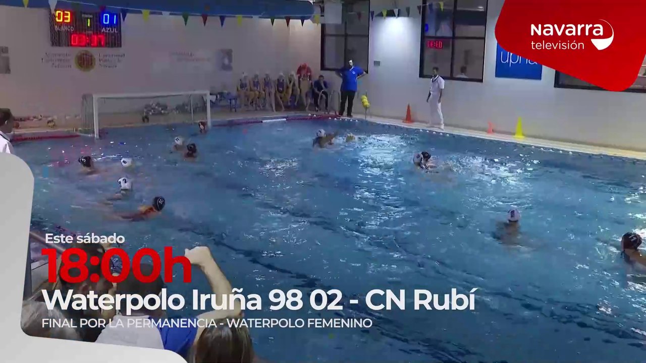 Waterpolo Iruña 9802-Club Natació Rubí, este sábado a las 18:00 horas, en Navarra Televisión