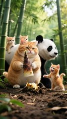Cat and Panda Funny Animation Story Ai