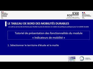 Tableau de bord des mobilités durables - Tutoriel N°1 : Sélection du territoire et de la maille