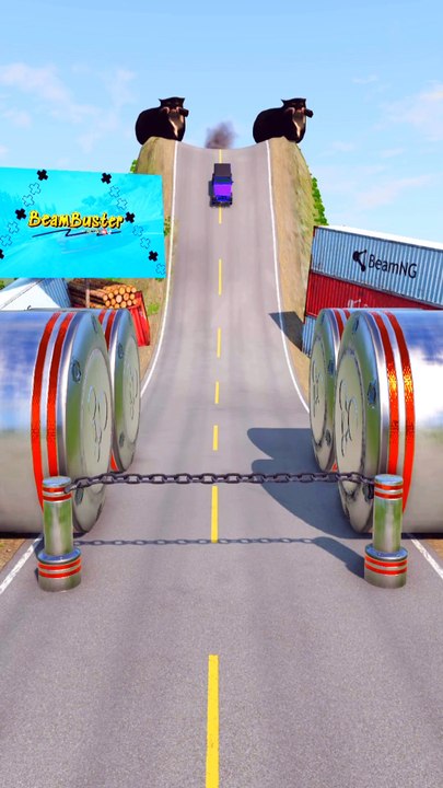 Cars & School Bus vs Strange Chain - BeamNG.Drive