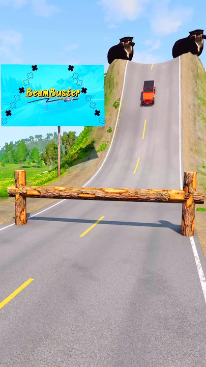 Cars & School Bus vs Weird Log - BeamNG.Drive