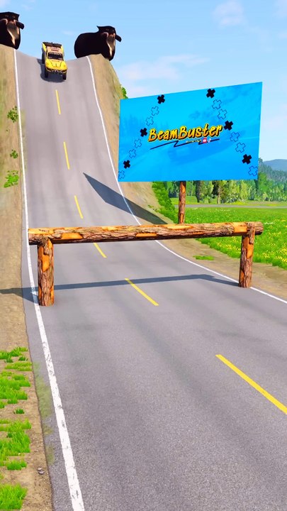 Cars & Truck vs Log Fence - BeamNG.Drive