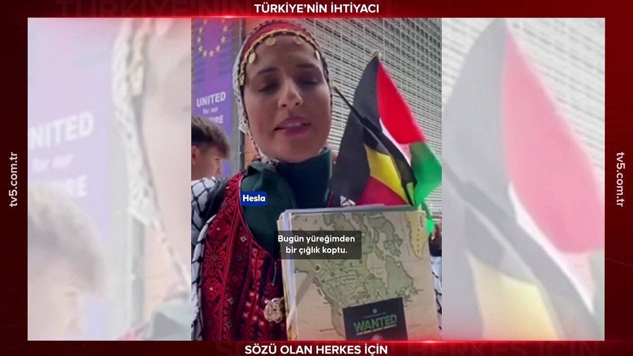 AB Komisyonu önünde Gazze'ye ağıt yakan genç kadın: Yüreğimden kopan bir isyan çığlığıydı