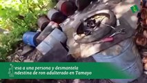 Policía apresa a una persona y desmantela fábrica clandestina de ron adulterado en Tamayo, provincia Bahoruco
