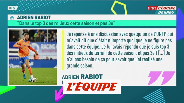 « Je suis top 3 des milieux de terrain de Ligue 1 cette saison », estime Adrien Rabiot - Foot - OM