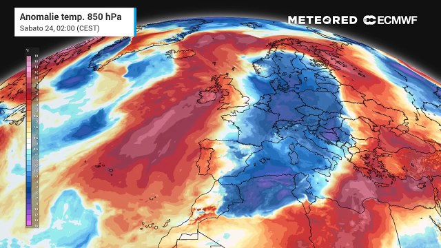 Anomalie di temperature in Europa.