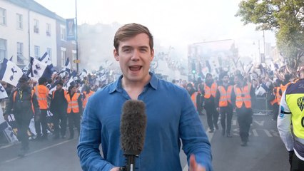 Watch as Charlie Peters reports from the Tottenham Hotspur bus parade  - 'A glory, glory day'