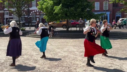 Dancing in Crediton Town Square, St Clement's Ladies Clog from Kent, video Alan Quick IMG_2077