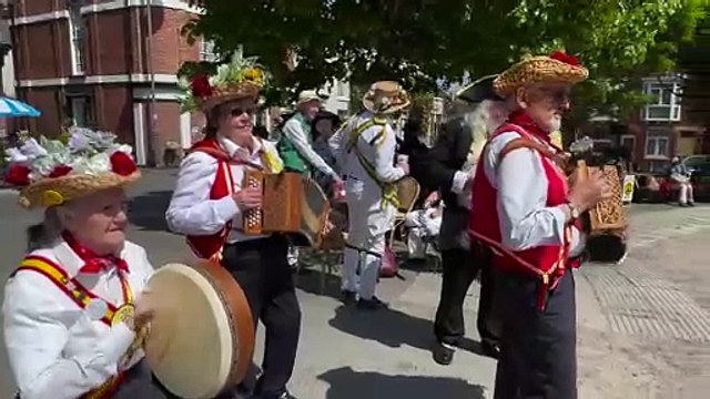 Carn Brae Morris and Ripley Morris from Derbyshire during Winkleigh Morris tour in Crediton, video Alan Quick IMG_2043