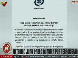 MP anunció la detención de Juan Pablo Guanipa por liderar nuevo plan contra las elecciones del 25-M