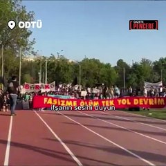 Geleneksel ODTÜ Devrim Yürüyüşü'nde "korku duvarı" balyozla yıkıldı!