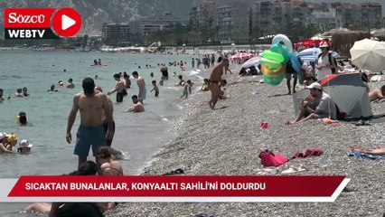 Sıcaktan bunalanlar, Konyaaltı Sahili'ni doldurdu