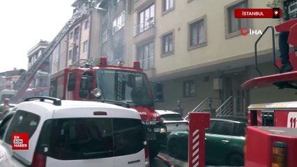 Ataşehir’de binanın çatı katı yanarak kullanılamaz hale geldi
