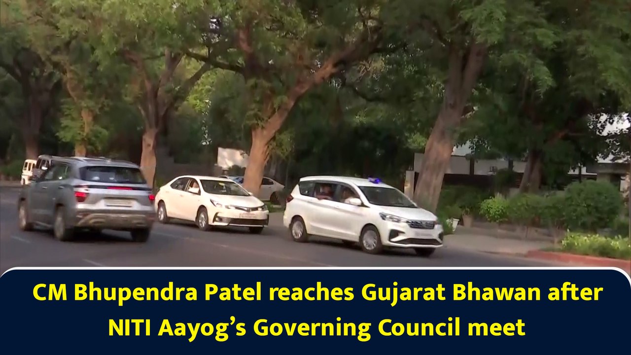 CM Bhupendra Patel reaches Gujarat Bhawan after NITI Aayog’s Governing Council meet