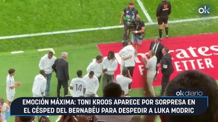 Emoción máxima: Toni Kroos aparece por sorpresa en el césped del Bernabéu para despedir a Luka Modric